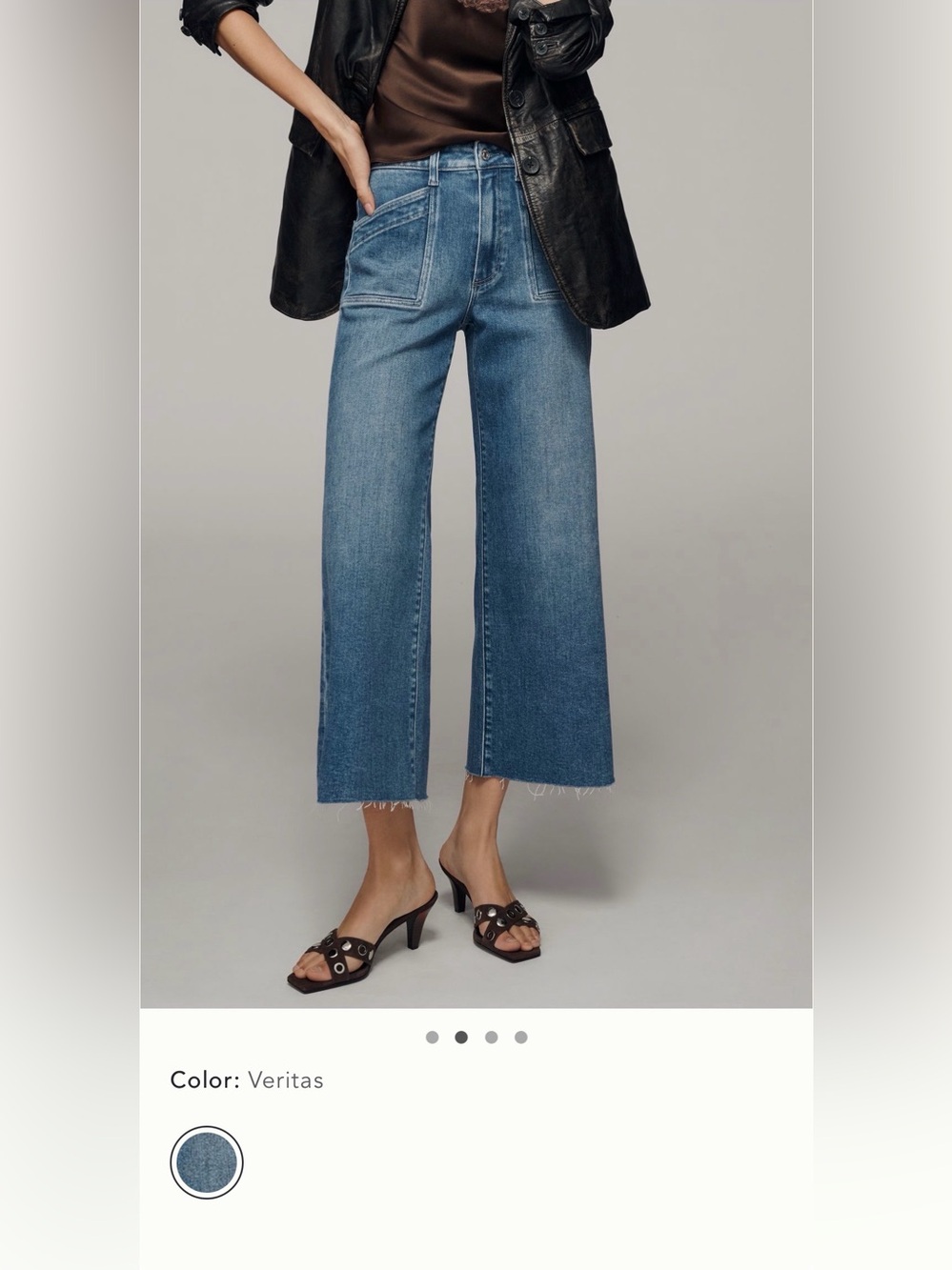 NWT PAIGE Anessa Quincy Pocket Raw Hem Wide Leg Jeans Veritas 29 - Picture 2 of 16